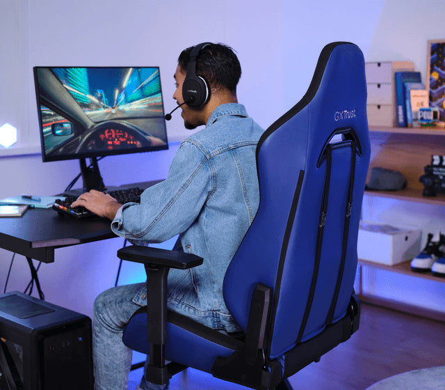 Trust GXT 714B Ruya Gaming Chair, Karrige Gaming Ergonomike dhe Komode, Blue, pamja 6