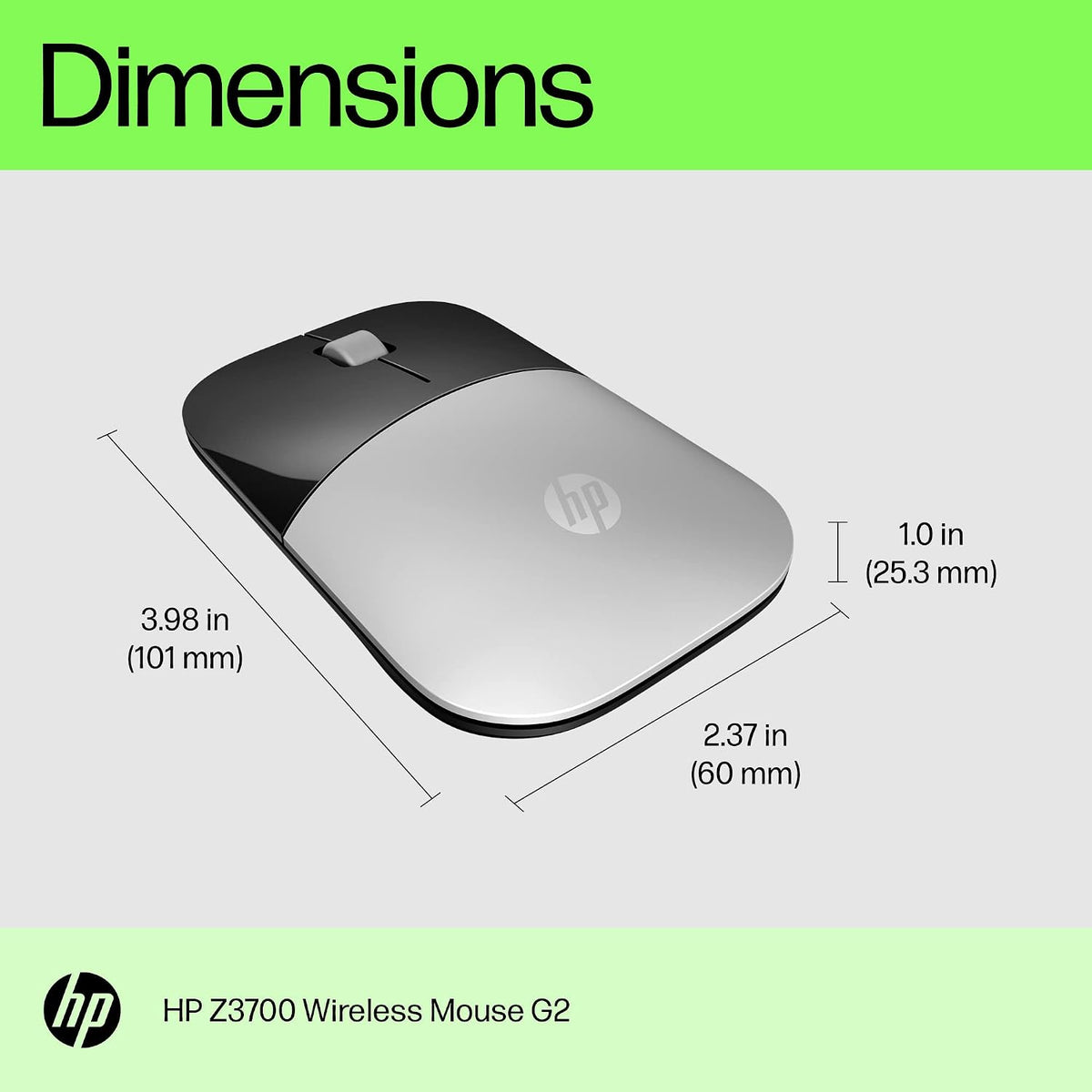 HP Z3700 Wireless Mouse, Maus pa Kabllo me Dizajn Ultra-Slim dhe Kompakt, Lidhje 2.4 GHz, Silver – Maus Gaming, pamja 6