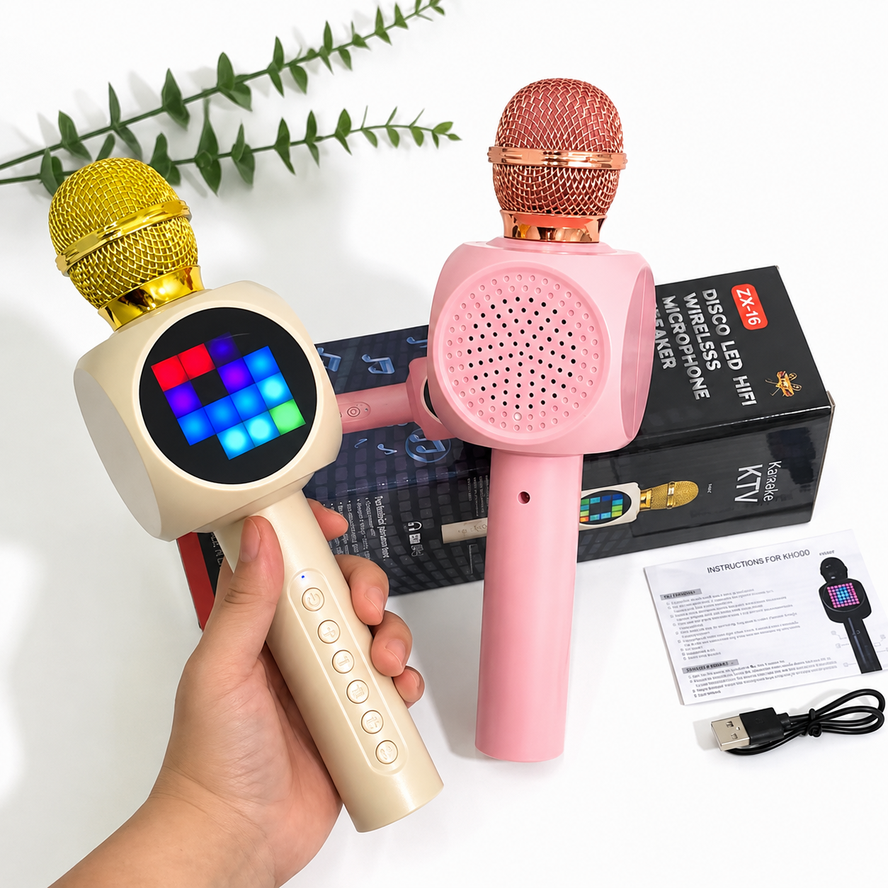 ZX-16 Mikrofon Wireless Karaoke me Altoparlant Bluetooth, Disco LED dhe Ekran Ndriçue