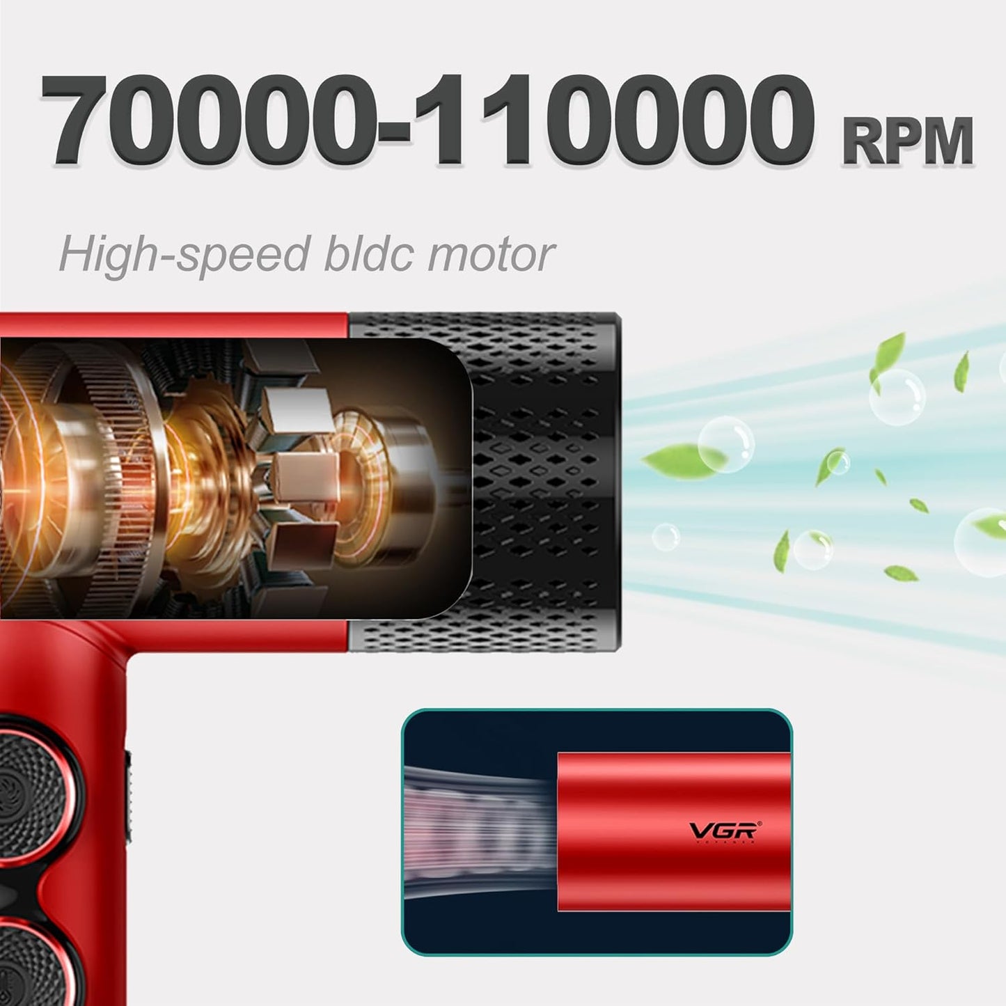 VGR V-401 Tharëse Profesionale për Flokë 1900W e Kuqe