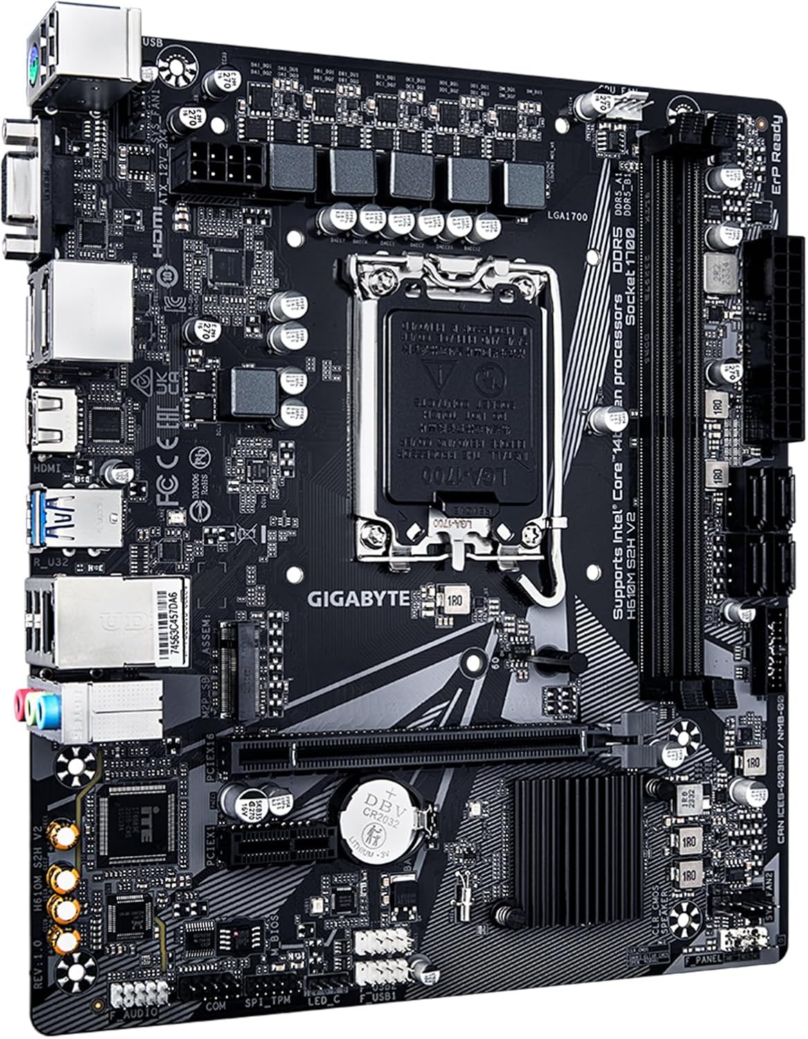GIGABYTE H610M H V2 DDR5 Motherboard, LGA 1700, Micro-ATX, Intel Core 14/13/12 Gen