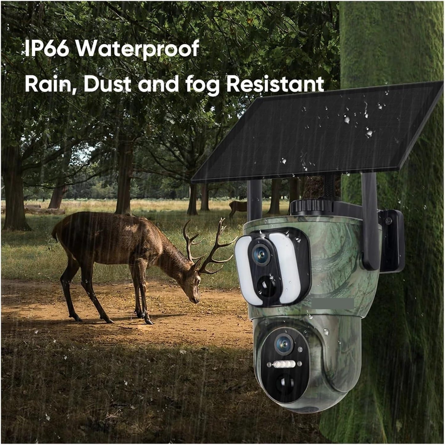 8MP 4K Kamera Solare Sigurie Dual Screen 4G ose WiFi PTZ me PIR Detection, Night Vision, Audio 2-Way, IP Waterproof + 64gb