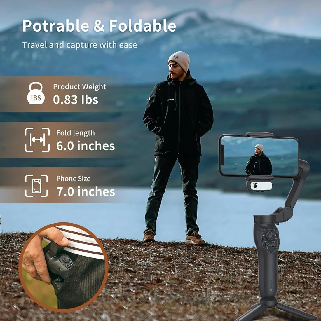 VEN-DENS VD-SS11 Stabilizues Gimbal 3-Boshtor për Telefon me AI Tracking dhe Kontroll me Gjeste