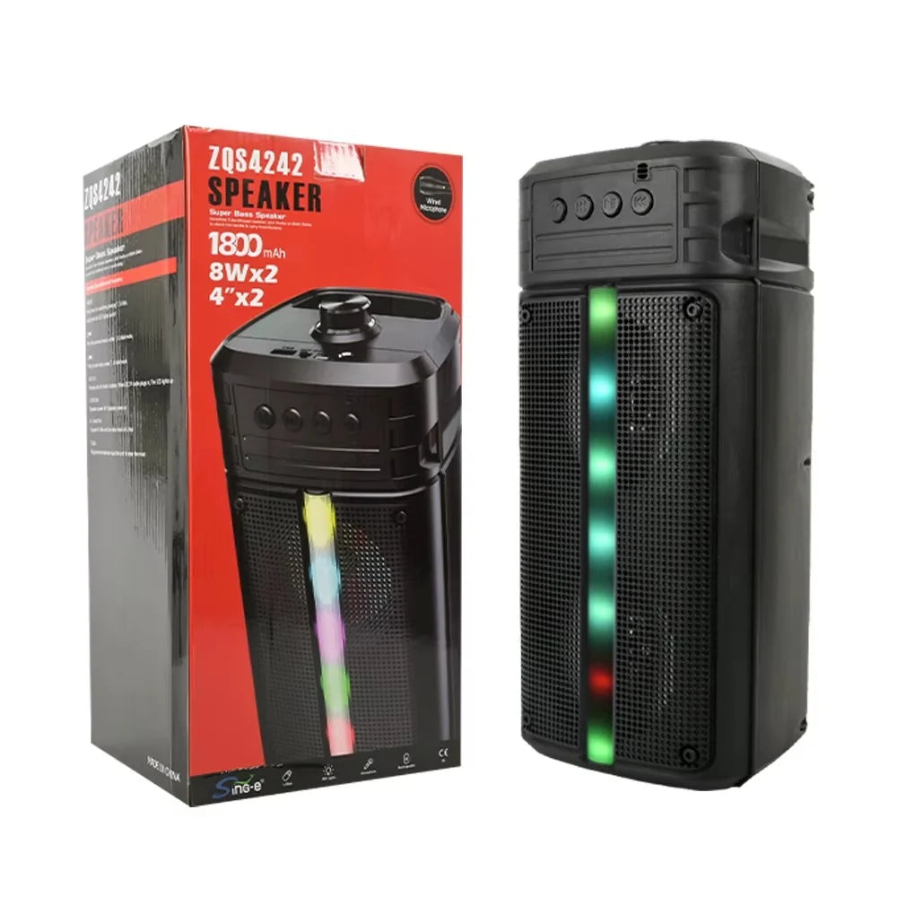 Sing-e ZQS4242 Zmadhues Portativ Bluetooth 16W me Karaoke, Mikrofon dhe Drita LED
