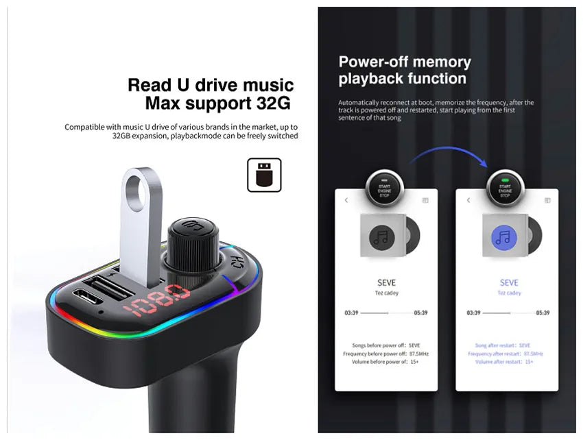 Transmetues Bluetooth FM për Makina C12 me MP3 Player