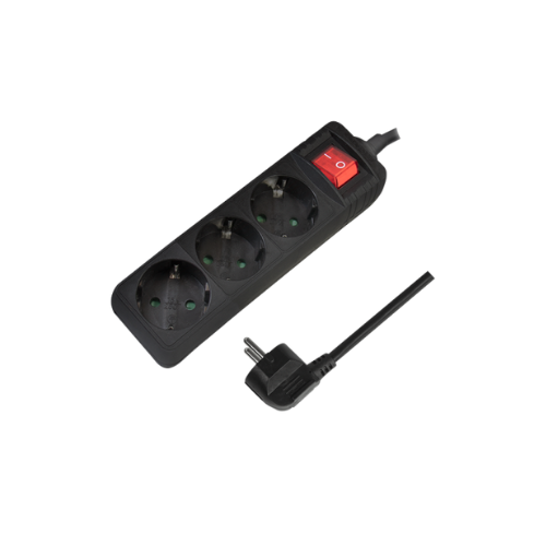 LogiLink LPS206B Zgjatues Rryme me 3 Priza dhe Ndërprerës, 1.4m, i Zi