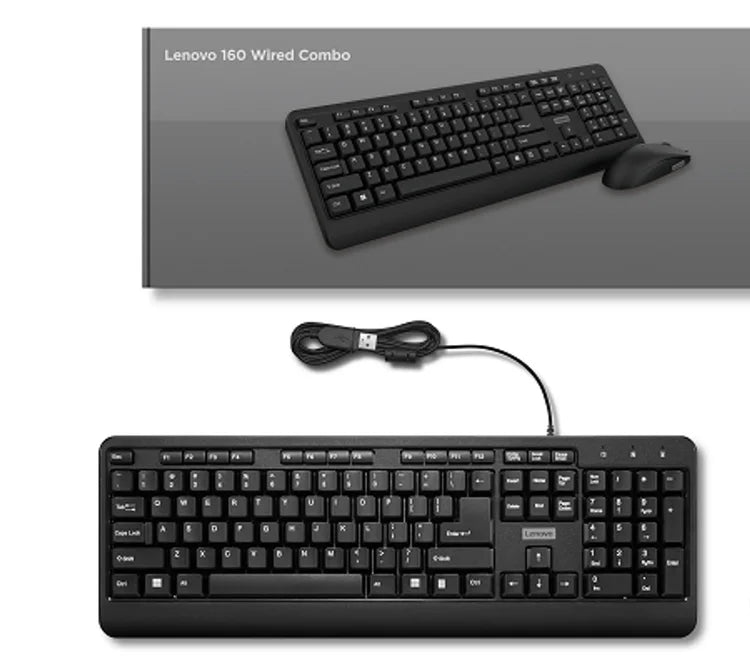 Lenovo 160 tastierë me kabllo e zezë, pamja 2