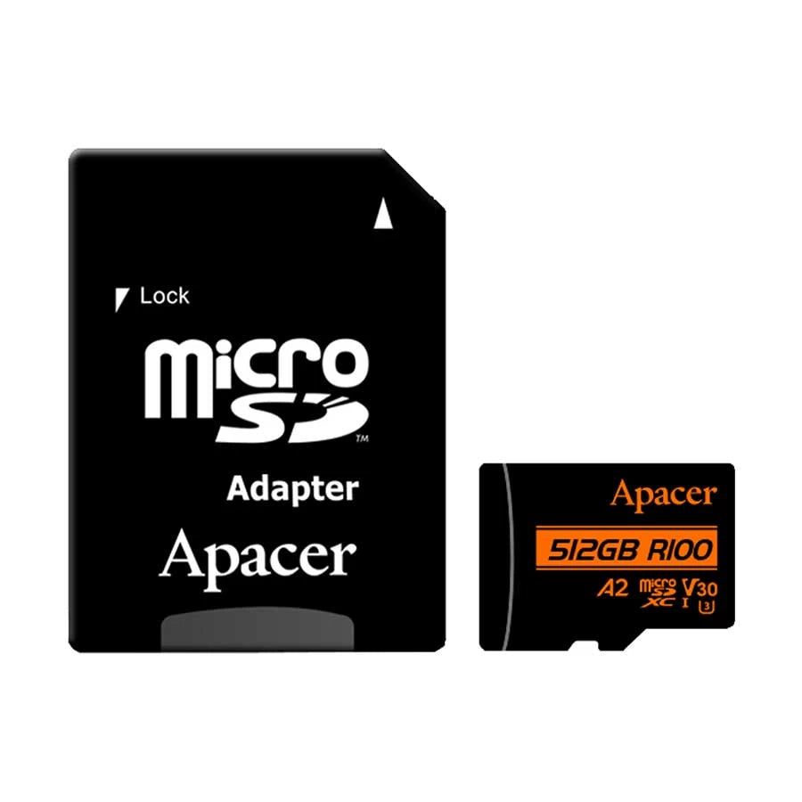 Apacer Micro SDXC 512GB, UHS-I U3 V30 A2, Up to 10