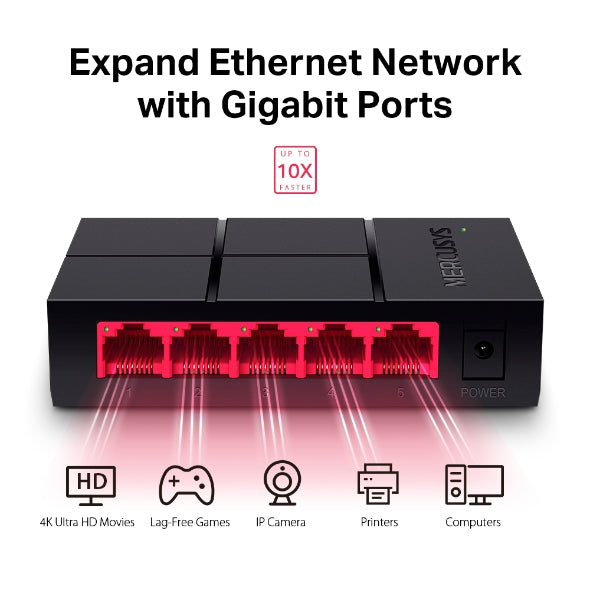 Mercusys MS105G switch 5 porta Gigabit, pamja 3