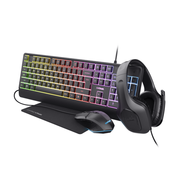 Trust GXT 792 Quadrox Set Gaming 4 në 1: Tastierë, Maus, Kufje, Pad