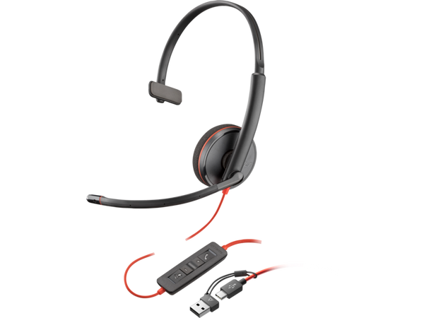 HP Poly Blackwire 3210 Kufje Monaurale USB-C me Adaptor USB-A