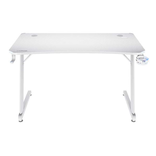 Trust GXT 709W Luminus Tavolinë Gaming me Ndriçim RGB, e Bardhë