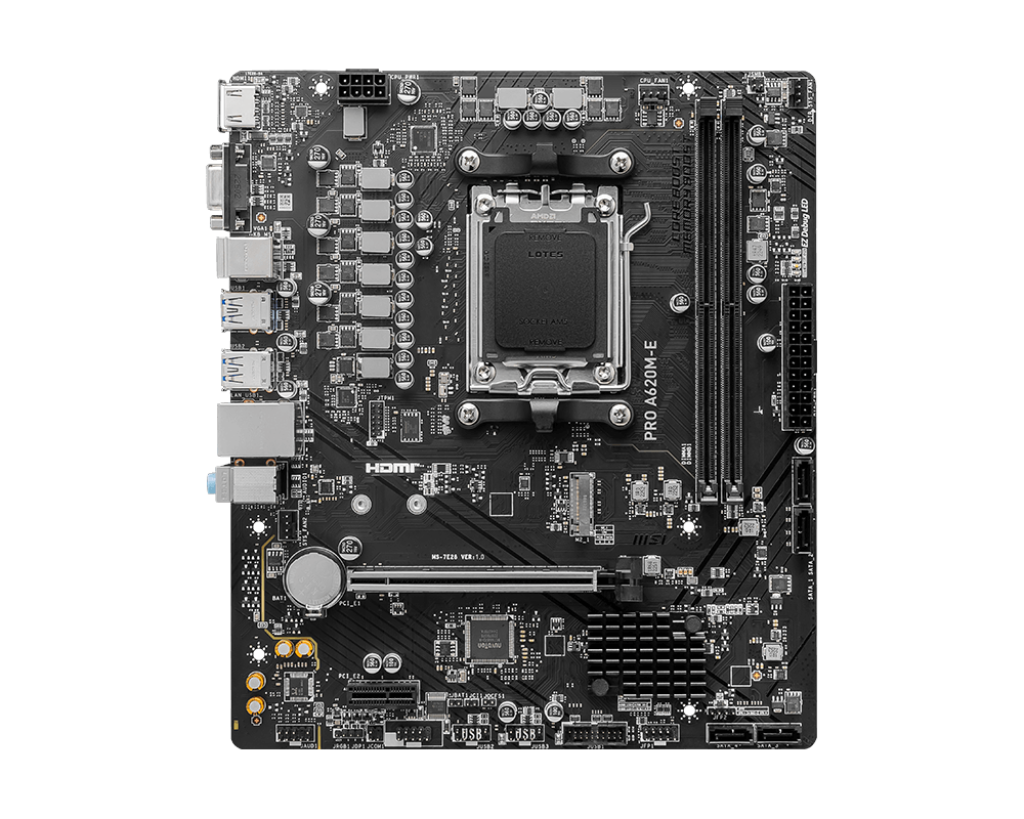 Msi PRO A620m-e Motherboard, AM5, Amd Ryzen 7000/8000/9000, Ddr5 – Komponentë PC, pamja 2