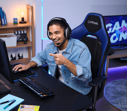 Trust GXT 714B Ruya Gaming Chair, Karrige Gaming Ergonomike dhe Komode, Blue, pamja 5