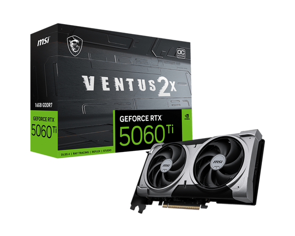 MSI RTX 5060 Ti Ventus 2X OC Plus Kartelë Grafike 16GB GDDR7, Gri