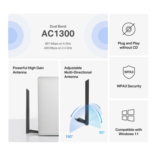 Mercusys MA30H adapter Wi-Fi USB high gain, pamja 3