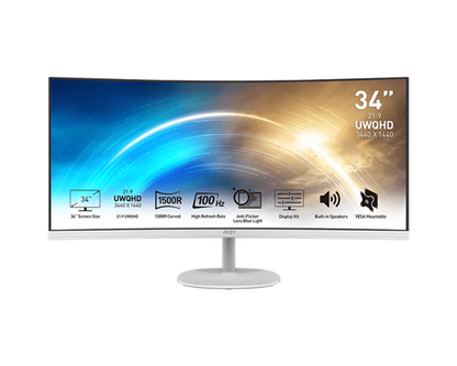 MSI PRO MP341CQW Monitor 34” Curved UWQHD 100Hz VA