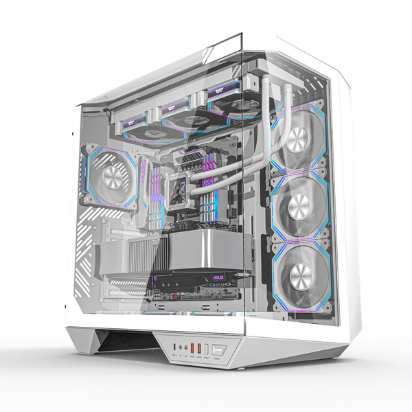 Darkflash DY470 Kasë Mid-Tower me 4 Ventilatorë ARGB, e Bardhë