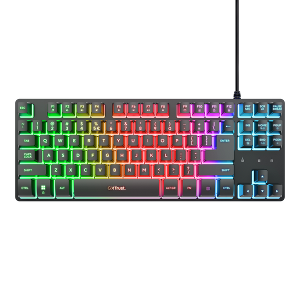 Trust GXT 833 Thado Tastierë Gaming TKL RGB me Kabllo, e Zezë