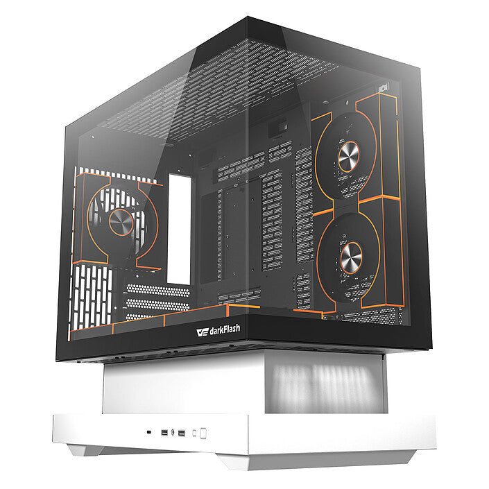 Darkflash F1 kasë mATX e bardhë me 6 ventilatorë