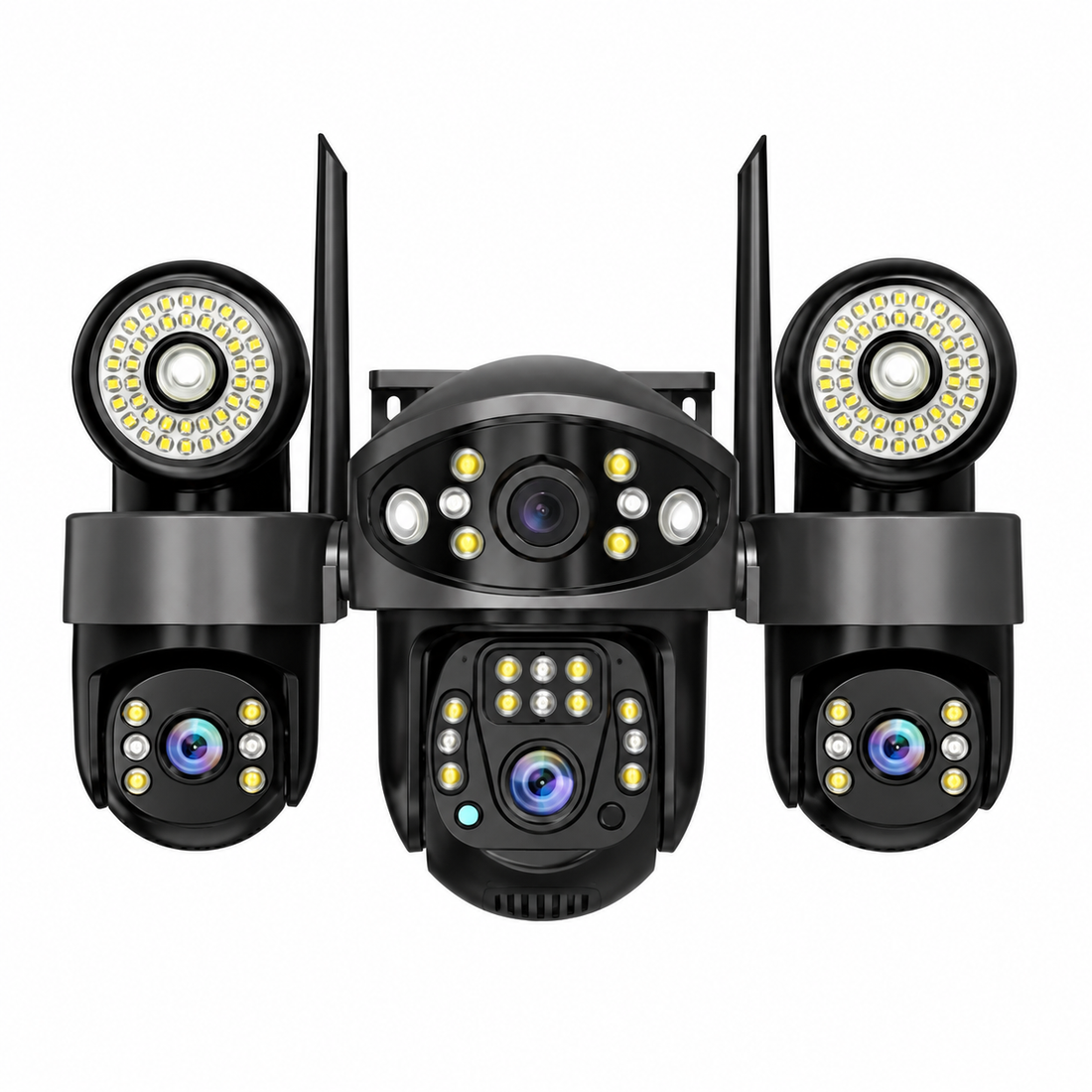 Kamerë Sigurie PTZ Wi-Fi 0915NR 6MP Tri-Lens me AI Smart Tracking, Night Vision 30m, Two-Way Audio, 360° dhe IP66
