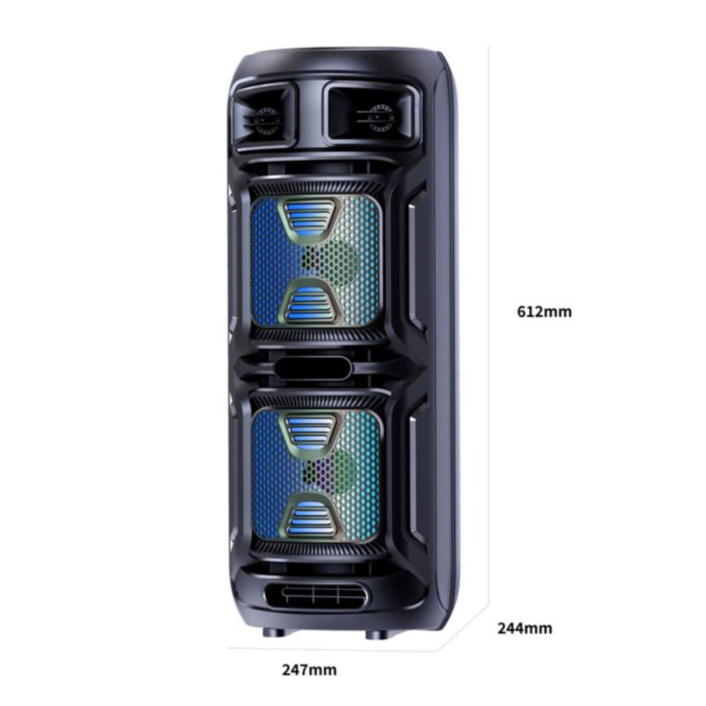 Abs-8208 Party Speaker 8”*2 – 2x20W me RGB dhe TWS – Zmadhues Zëri Bluetooth, pamja 3