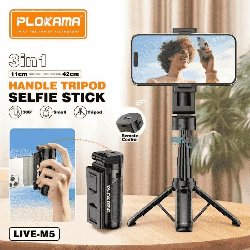 Plokama Live M5 Pro Mini Selfie Stick – Tripod / Stabilizues, pamja 2