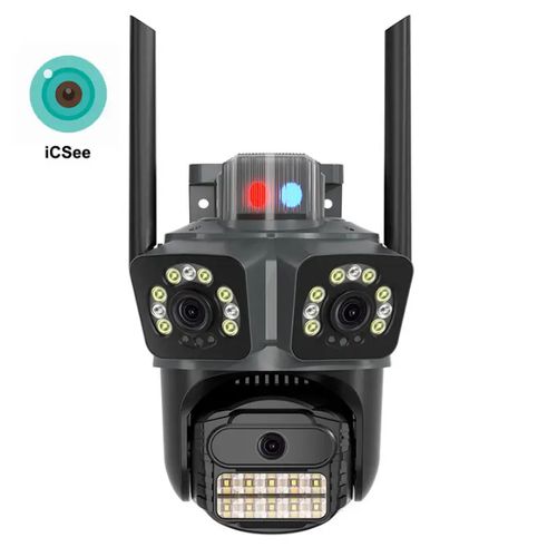 Kamera e Jashtme PTZ me 3 Lente 9MP (3+3+3MP) WiFi iCSee me Night Vision, Human Tracking dhe IP66 – Kamerë Sigurie WiFi