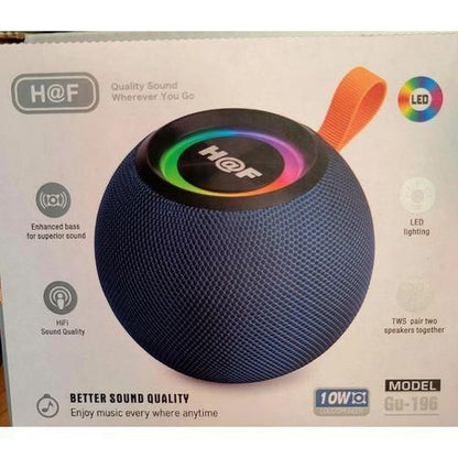 H@F GU-196 Altoparlant Portativ Wireless me Bluetooth, FM Radio, USB, AUX dhe Bateri 1200mAh