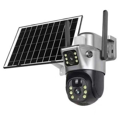 Kamerë Solare Wi-Fi V380 Pro me Dy Lente, PTZ, Shikim Nate, Audio Dyanshëm dhe Kartë Memorie 32GB Falas