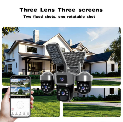V380 Pro Kamerë Sigurie Solar PTZ me 3 Lente 12MP 6K, 4G/WiFi, 355° PTZ, 10X Zoom, AI, Night Vision dhe IP66