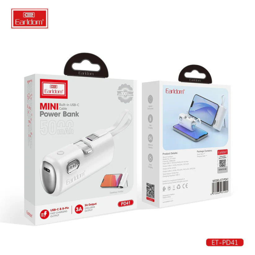 Power Bank Mini 5000mAh – Earldom PD41 – Powerbank