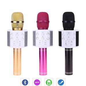 WS-858 Mikrofon Wireless Karaoke me Altoparlant të Integruar, Bluetooth, LED RGB dhe Bateri 1200mAh