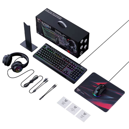 Onikuma TZ5006 – Seti 5 në 1 Gaming me Maus, Tastierë, Kufje, Mbajtëse Kufjesh dhe Mousepad RGB