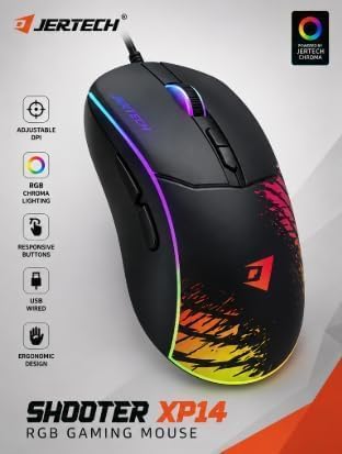Jertech Shooter XP14 Maus Gaming me Kabllo, 3600 DPI, 7 Butona dhe RGB