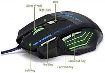 MFTEK Bloodbat GM02 Maus Gaming me 7 Butona, 5500 DPI dhe 7 Ngjyra LED