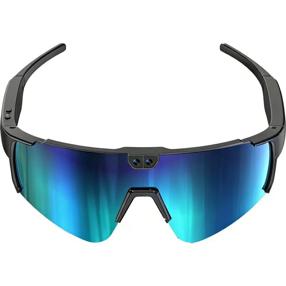 Aligator Smart Glasses Sport Black-Blue me Kamerë 8MP Sony, Full HD 30fps, Bluetooth 5.4, IP65 dhe UV400 – Syze me Kamerë