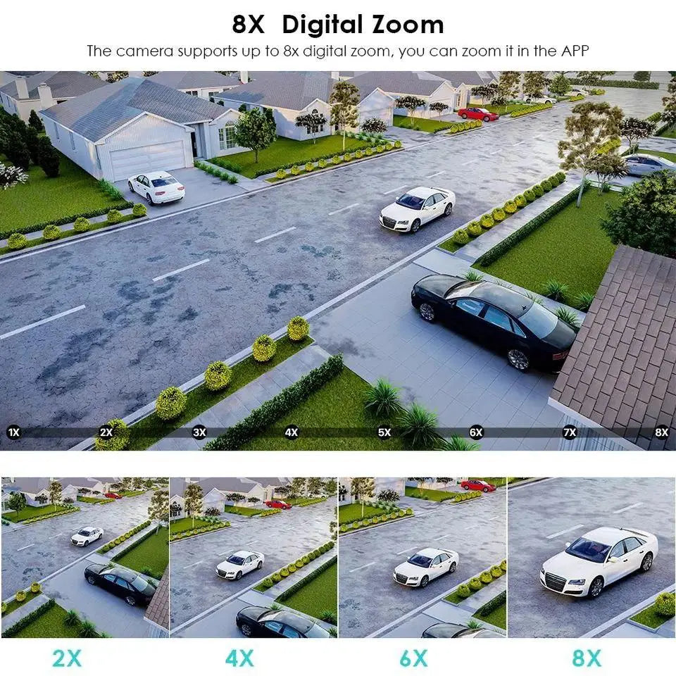 Q8S-4MP Kamerë Sigurie WiFi PTZ 4MP me Dy Lente 2.8mm + 12mm, Zoom Dixhital 8X, AI, Natë IR, Audio 2-Kahëshe, IP66, iCSee/XMeye