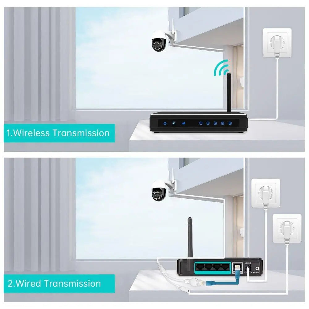 Q8S-4MP Kamerë Sigurie WiFi PTZ 4MP me Dy Lente 2.8mm + 12mm, Zoom Dixhital 8X, AI, Natë IR, Audio 2-Kahëshe, IP66, pamja 7