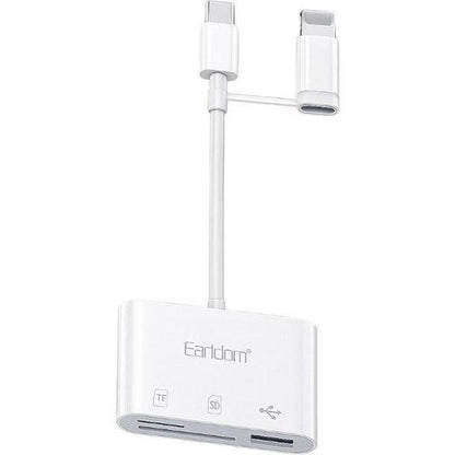 Earldom ET-OT106CL Lexues Kartelash 4-në-1 USB-C dhe Lightning me SD, TF dhe OTG