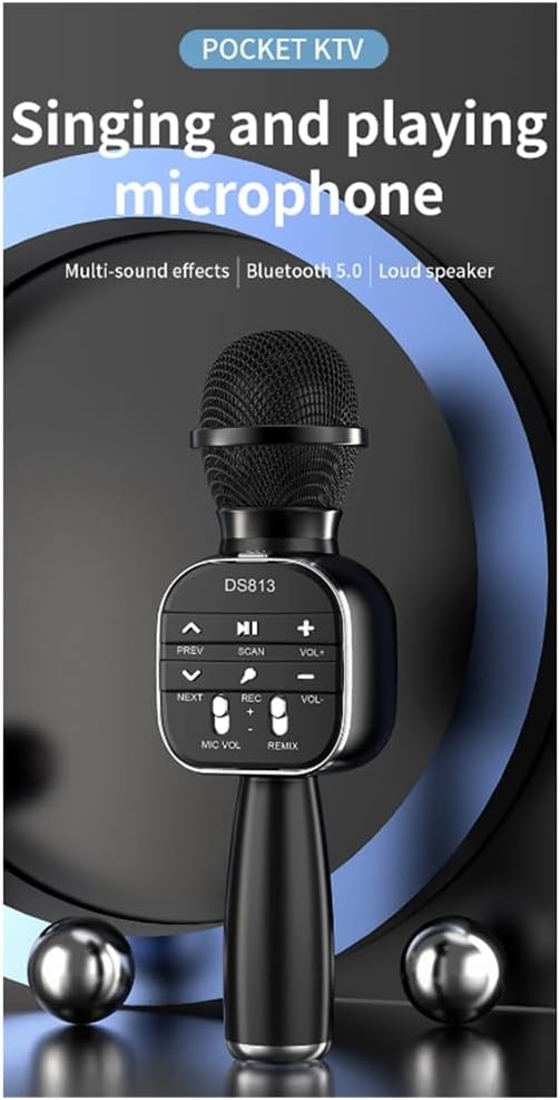 DS-813 Mikrofon Wireless Bluetooth Karaoke me Altoparlant Hi-Fi të Integruar, Bateri të Rikarikueshme
