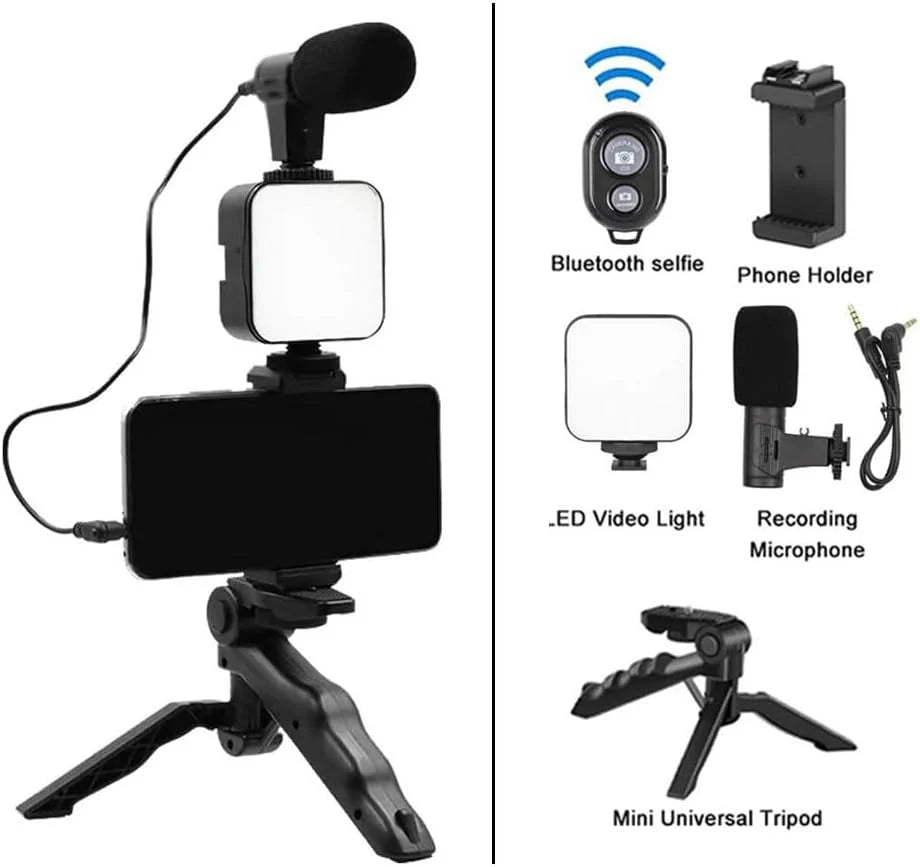 Plokama PK-771 / AY-49 Set për Regjistrim Video me Mikrofon, Dritë LED dhe Tripod – Tripod / Stabilizues, pamja 3