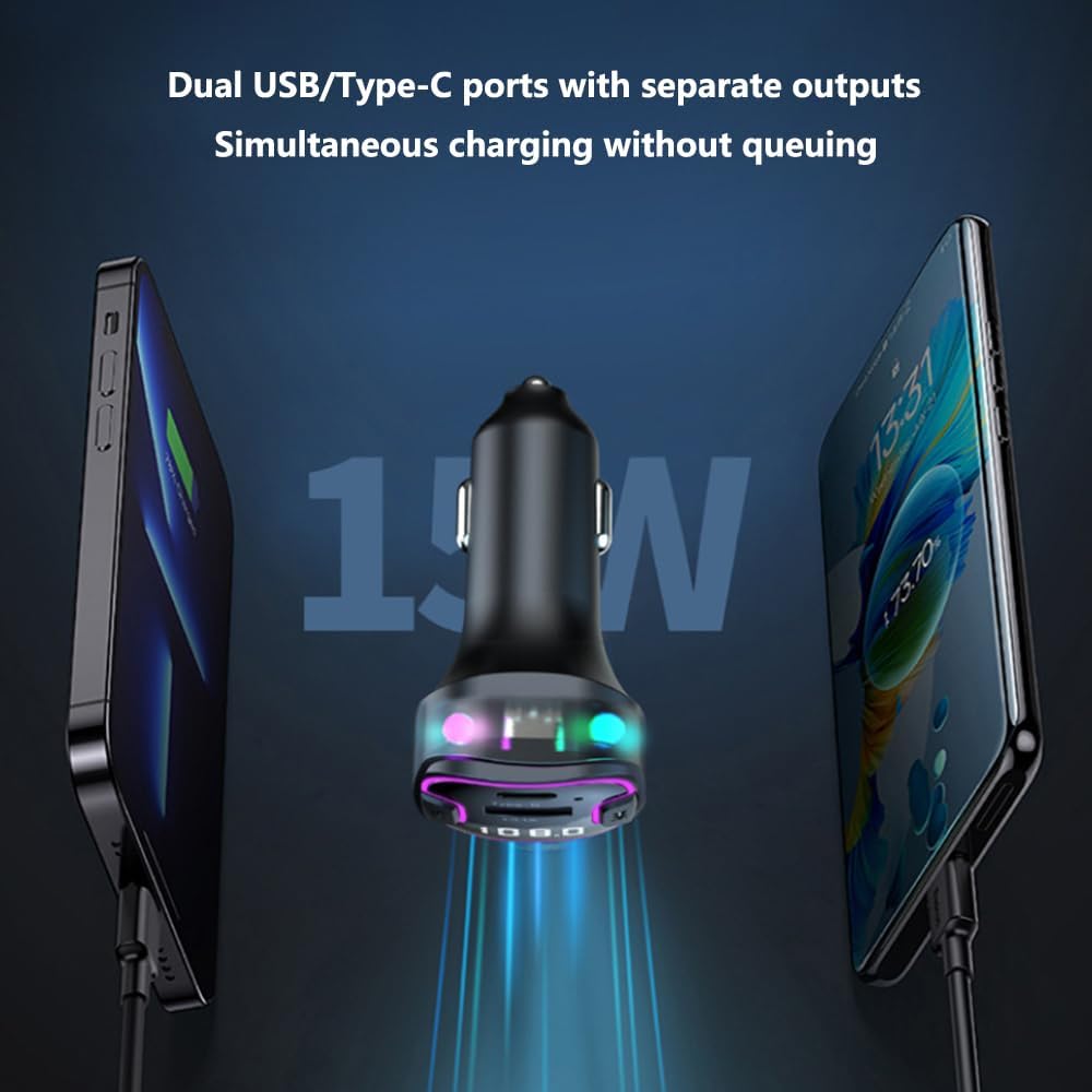 Earldom ET-M99 Transmetues FM Bluetooth 4-në-1 me QC 3.0, USB-C PD dhe Hands-Free – Karikues, pamja 4