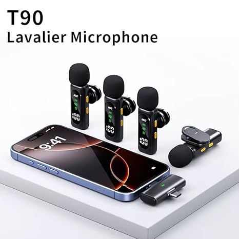 BKN T90 4 in 1 Wireless Lavalier Microphone me Charging Case – Mikrofon Wireless, pamja 4