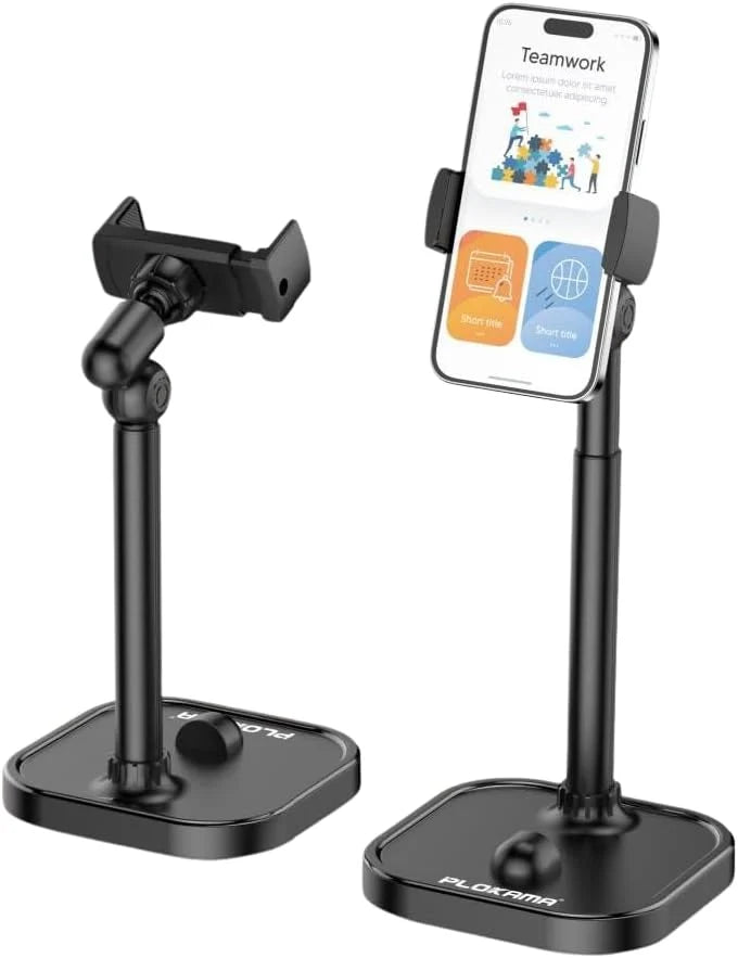 Plokama DT-80 Mbajtëse Tavoline për Telefon dhe Tablet, Rrotullim 360°, Lartësi 22–33 cm – Aksesor për Telefon