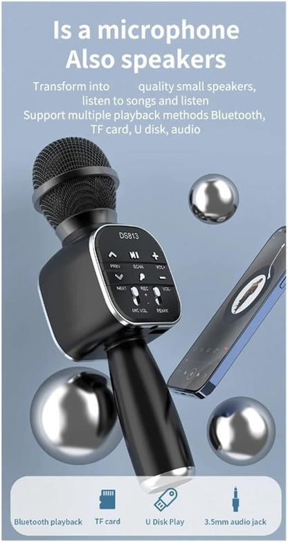 DS-813 Mikrofon Wireless Bluetooth Karaoke me Altoparlant Hi-Fi të Integruar, Bateri të Rikarikueshme