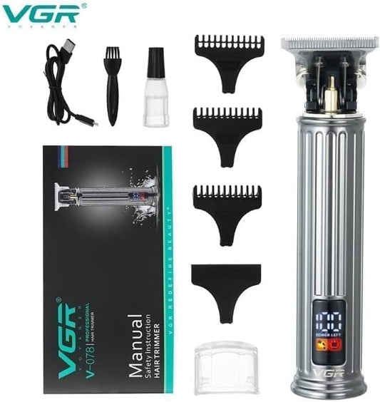 VGR V-078 Makinë e vogël për flokë dhe mjekër me teh T inox, motor 6000 RPM dhe 120 minuta punë