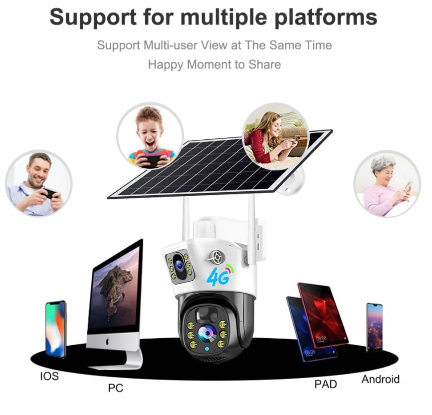 Kamerë Solare 4G V380 Pro me Dy Lente, PTZ, Shikim Nate, Audio Dyanshëm dhe Kartë Memorie 32GB – Kamerë Sigurie WiFi, pamja 4