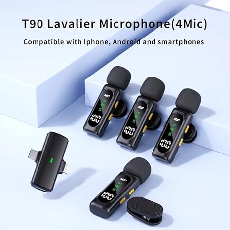 BKN T90 4 in 1 Wireless Lavalier Microphone me Charging Case