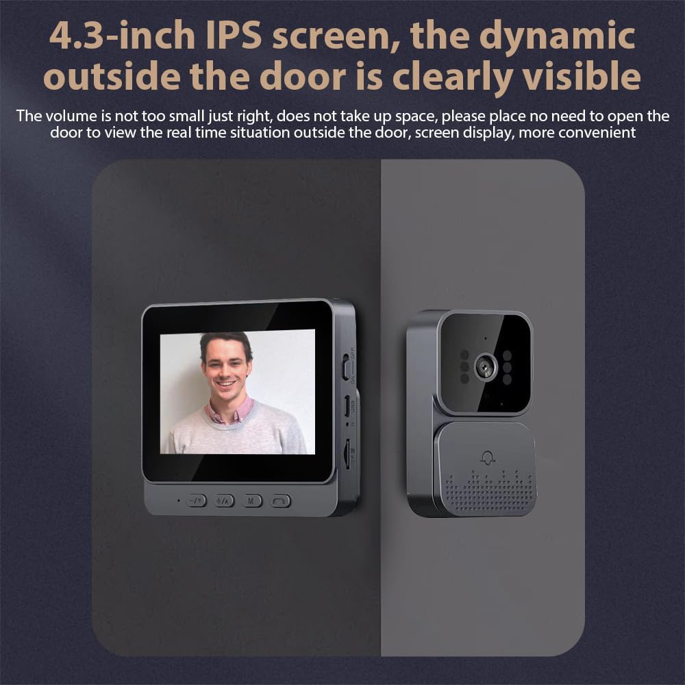 LAPOOH 4.3" Zile me Kamerë dhe Interkom pa Tela 2.4G me Ekran IPS